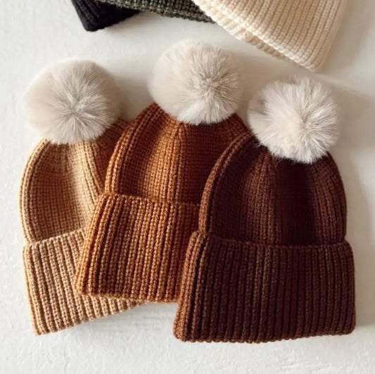 Cream and Brown Beanies
