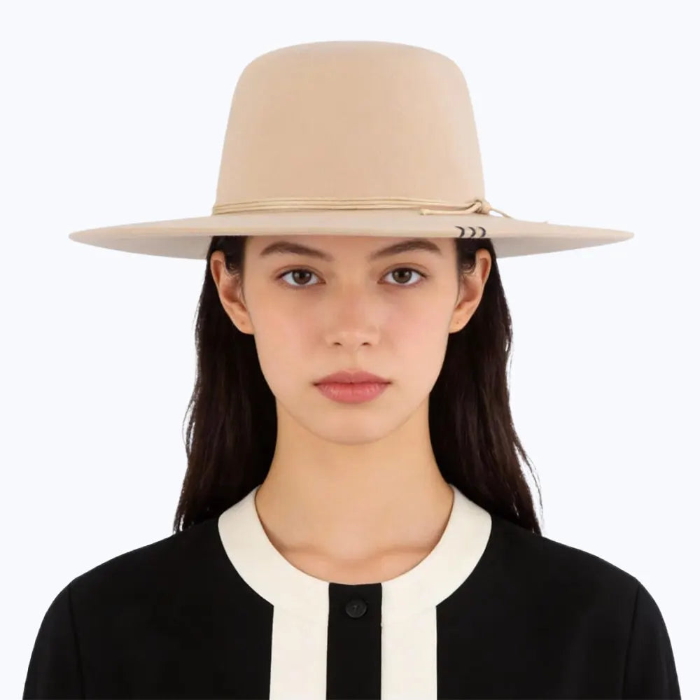 Hand-Stitched Open Crown Hat - Cream