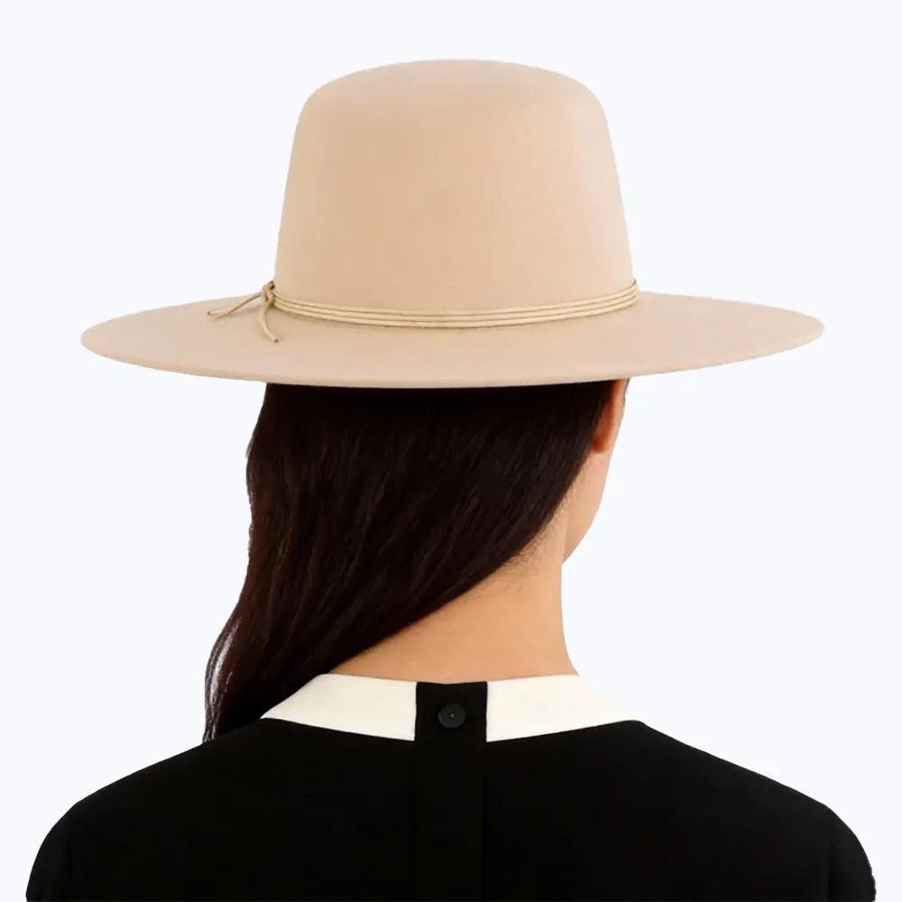 Hand-Stitched Open Crown Hat - Cream