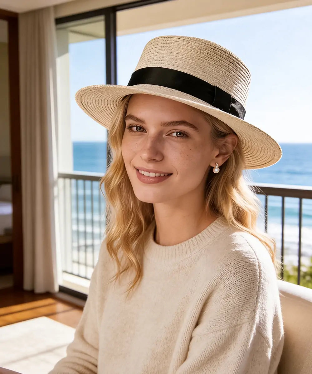 Riviera Straw Boater-White