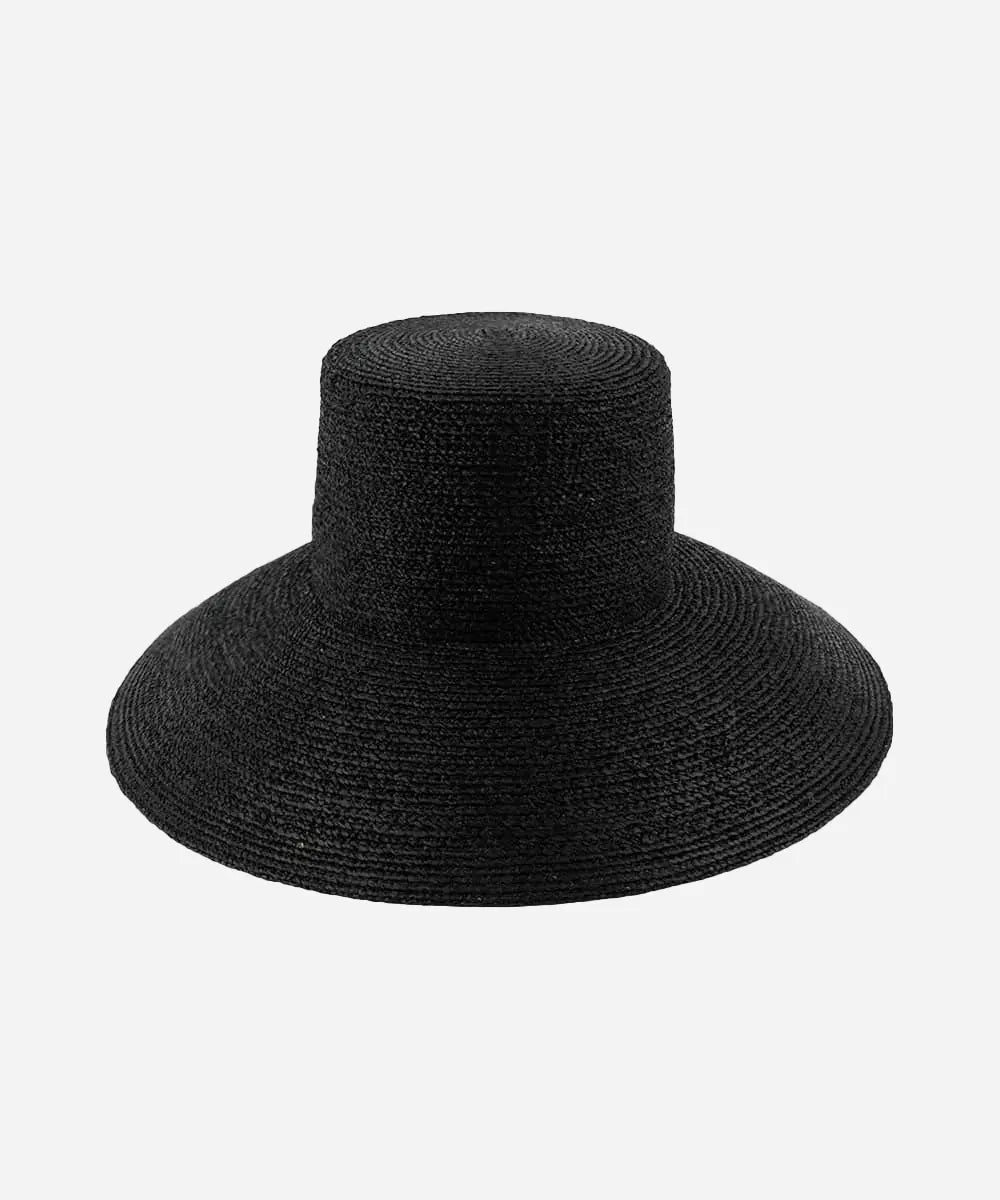 Jolie Packable Straw Bucket Hat - Black