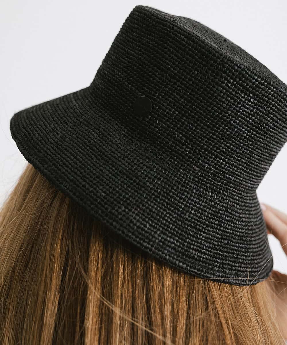 "women's woven raffia straw bucket hat"