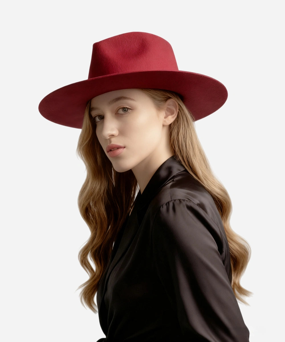 Luna Grace Hat - Red Australian Wool Fedora Hat