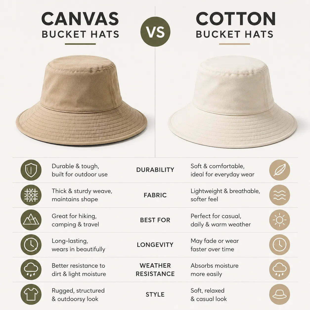 Canvas Bucket Hats vs Cotton Bucket Hats