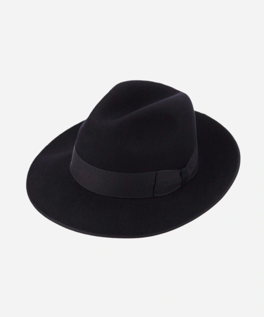 Black Mens noir style felt fedora for urban gentleman city look