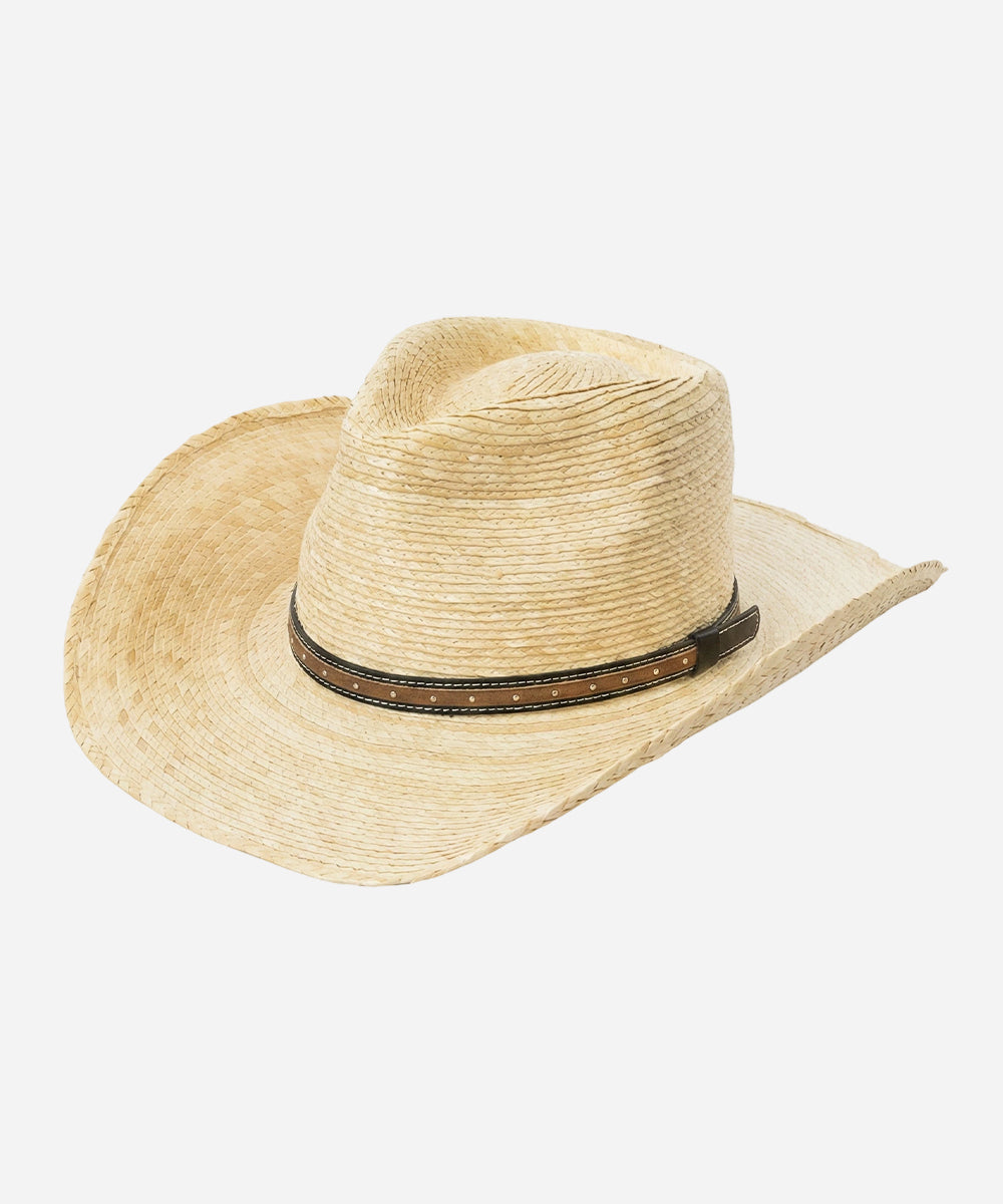 Mesa straw cowboy hat in natural beige with high western crown and clean trim band detail