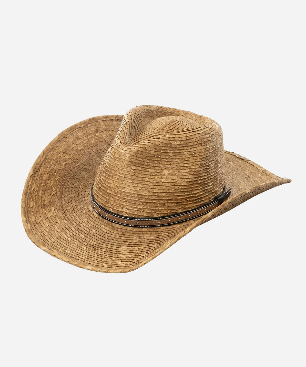 Mesa straw cowboy hat in rich earthy brown straw with a bold shaped western profile