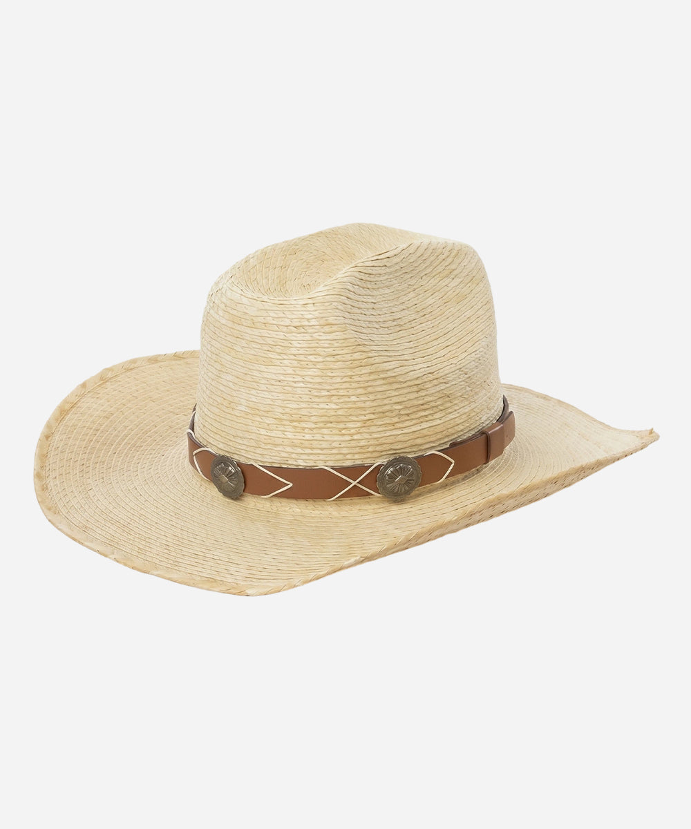 Outpost Badge straw cowboy hat in natural beige with structured crown and rugged band detail