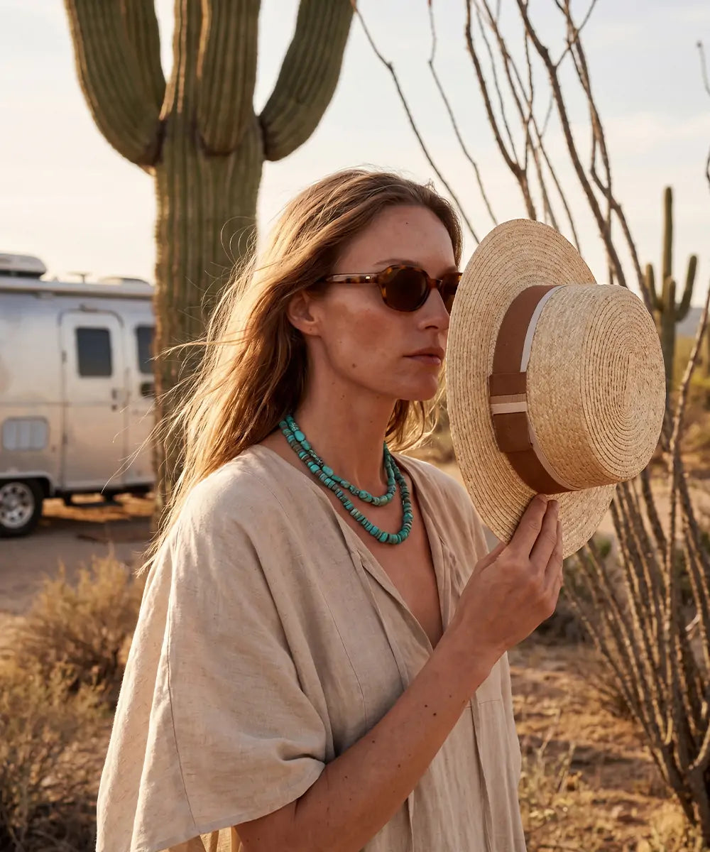 Summer Palm Leaf Straw Hat for Women