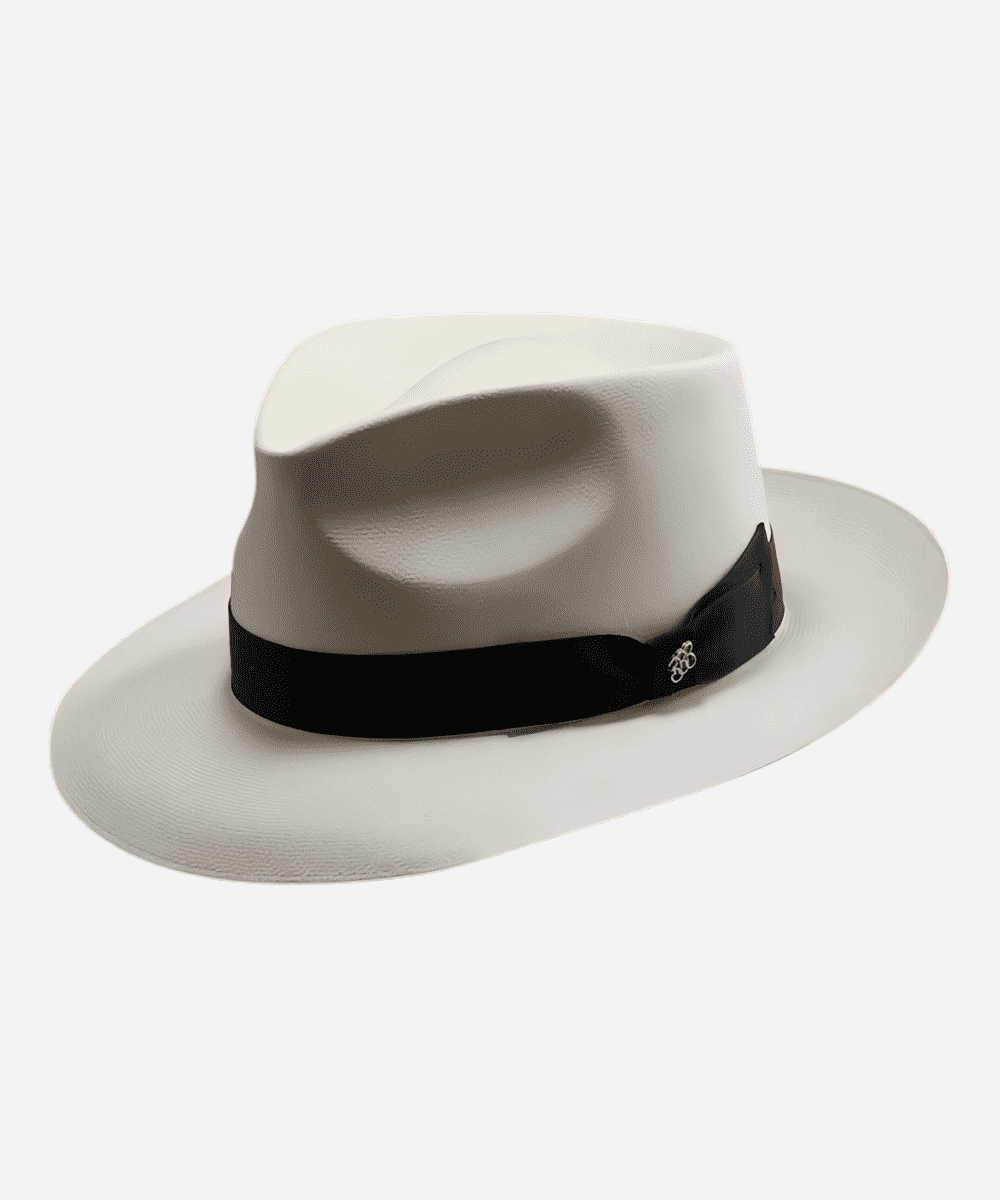 Gatsby Straw Panama Hat Black - Genuine Toquilla Palm Panama hat Ecuador