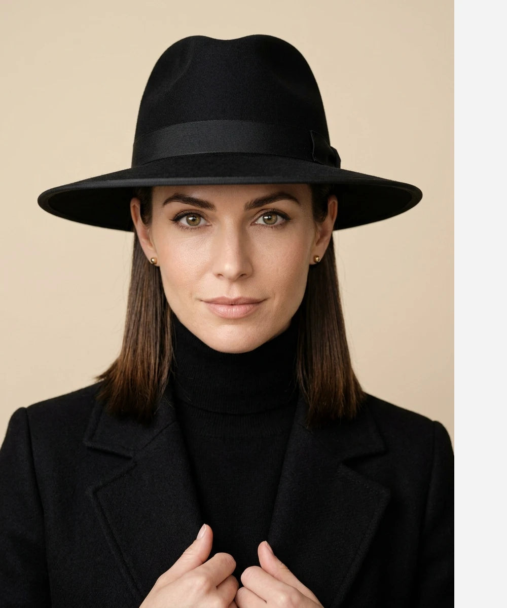 Black Legacy felt fedora Atomic Era inspired cinematic wide brim hat LBORA
