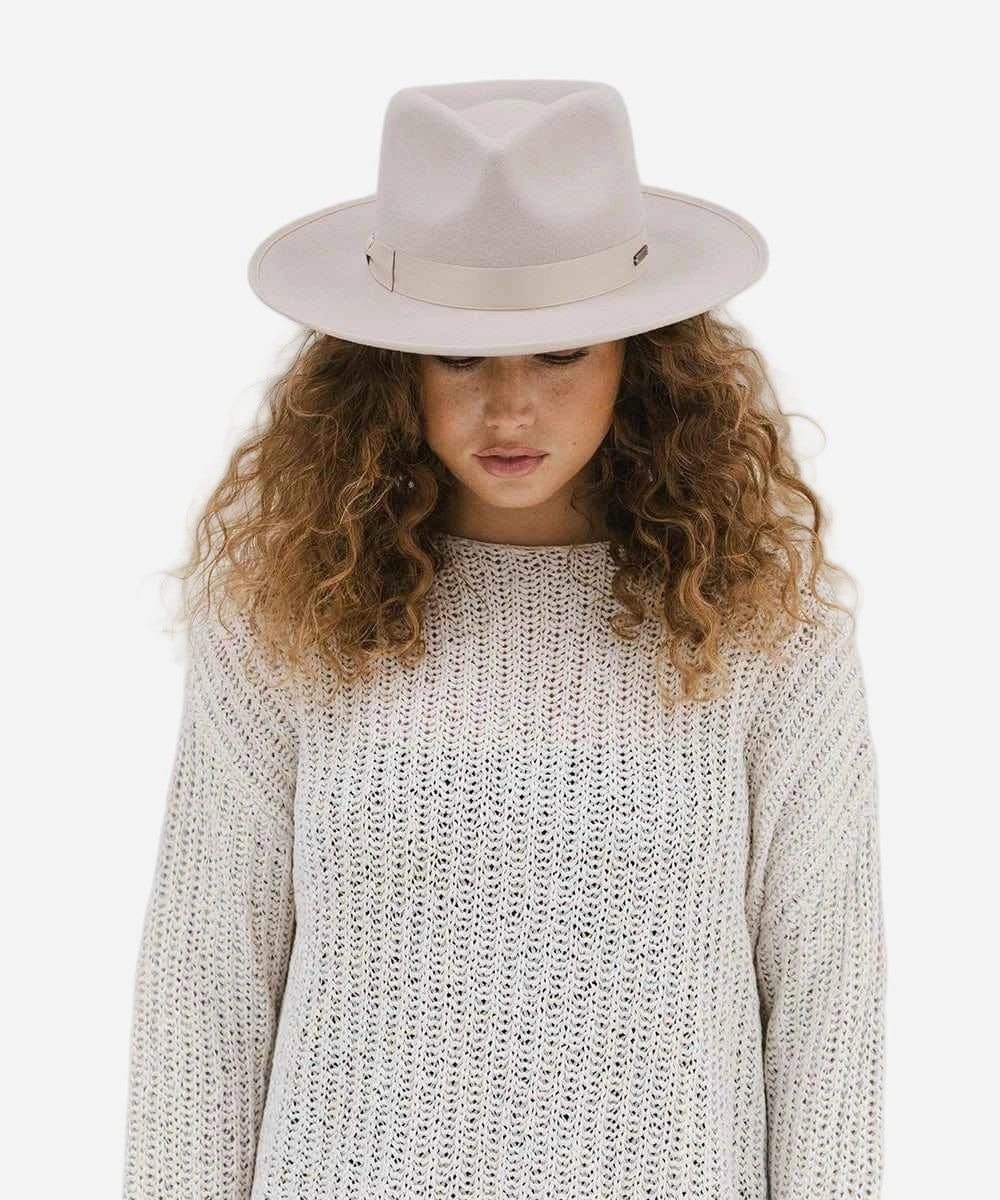 beige fedora hat for women