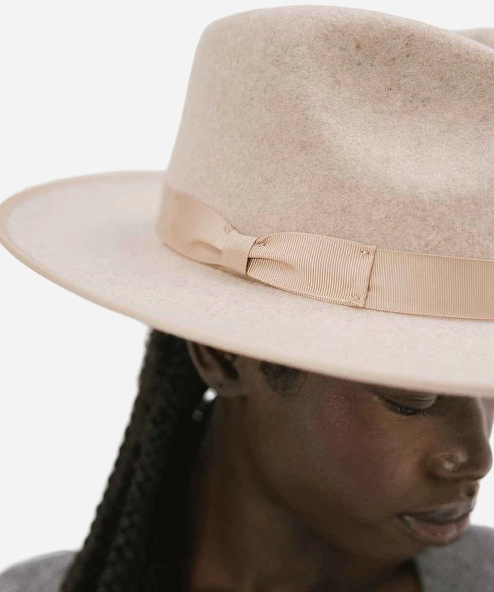 women's oatmeal wool fedora hat for fall