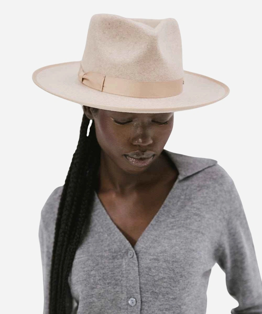 womens oatmeal felt fedora hat