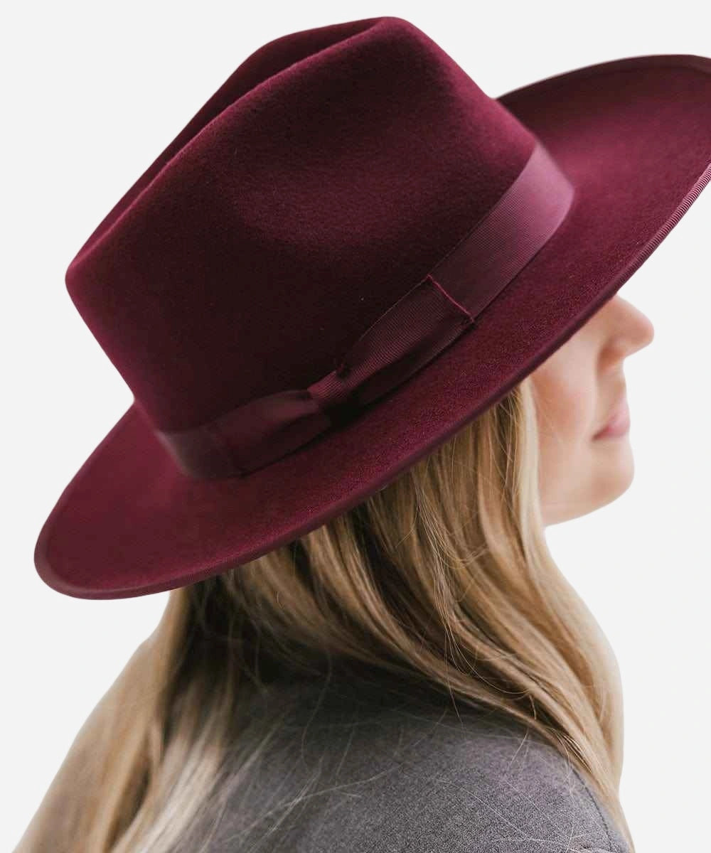 women's fedora in wine