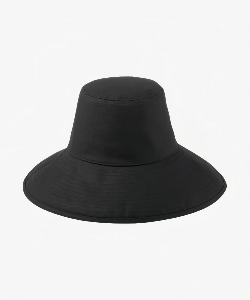 Portable Holiday Canvas Bucket Summer Hat - Black