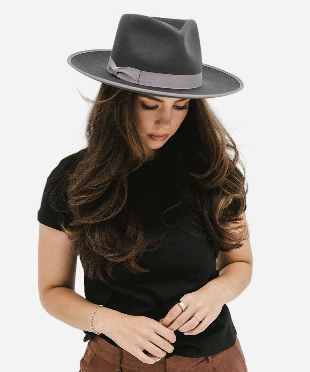 women's dark grey fedora hat
