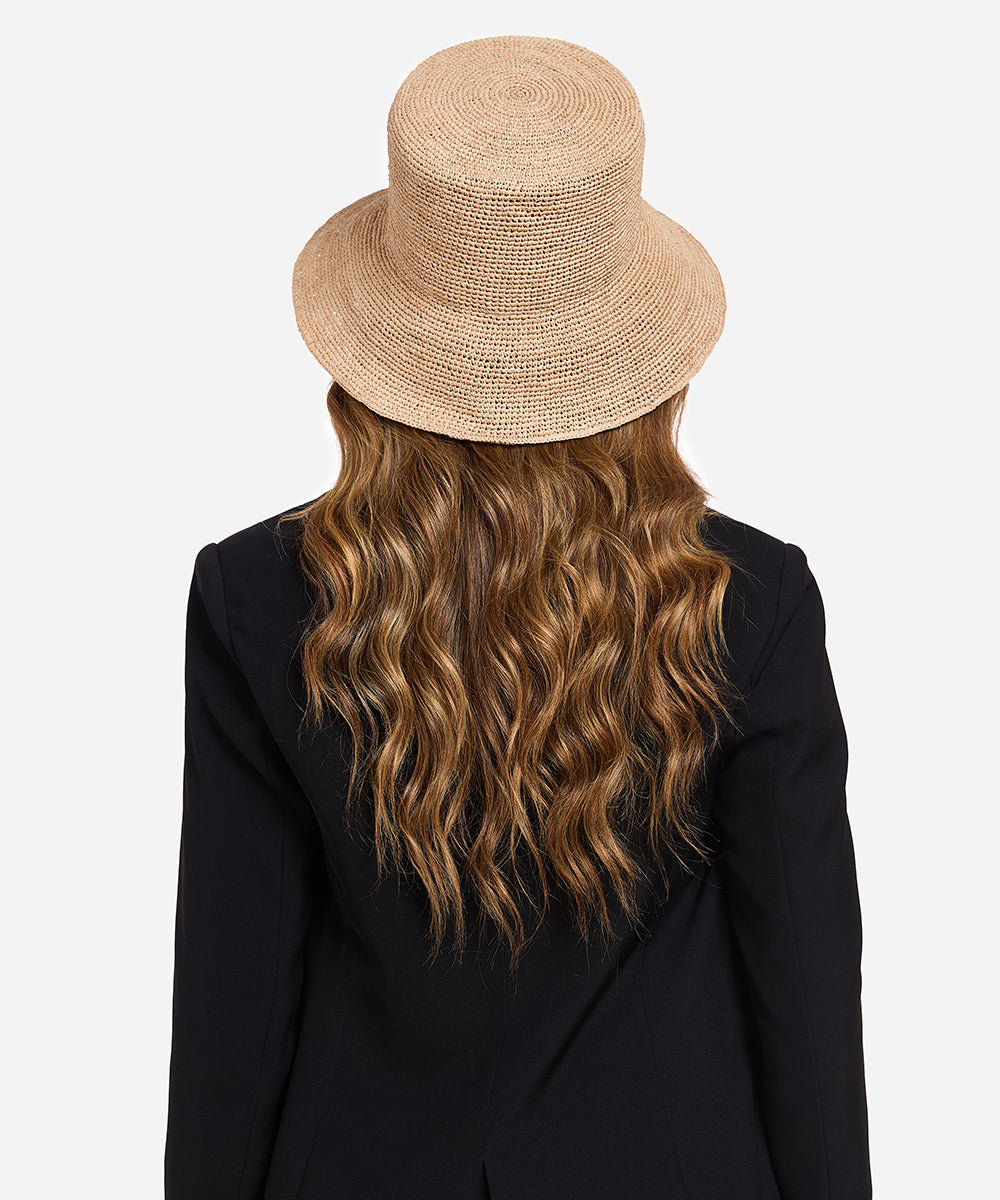 woven raffia straw bucket hat